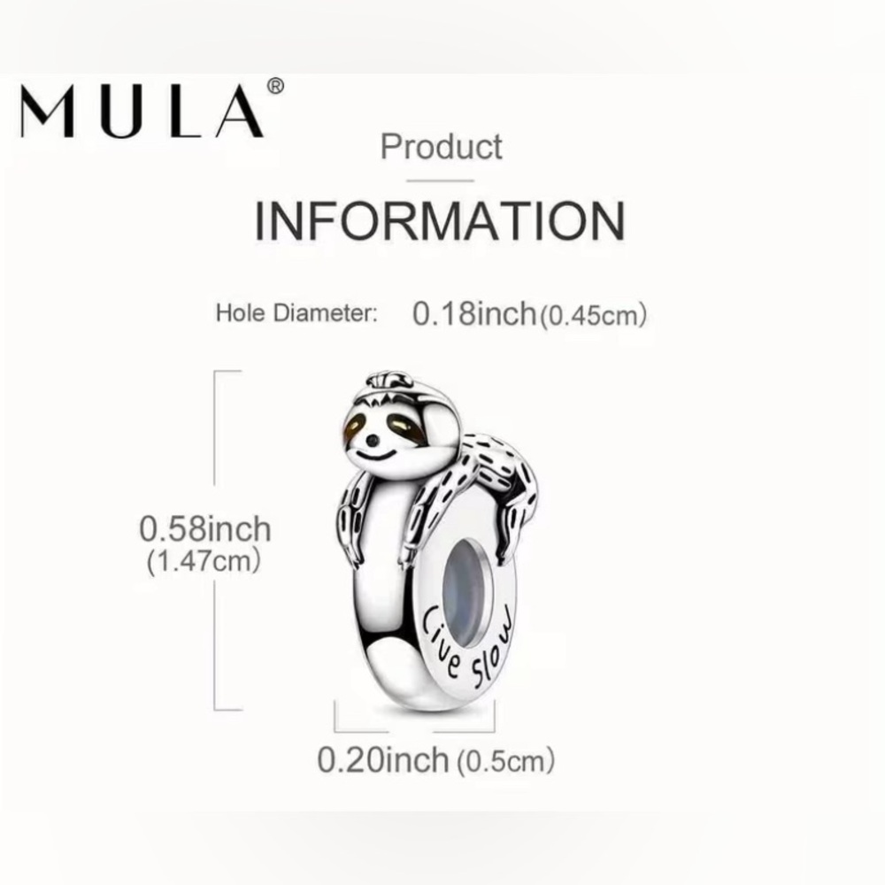MULA Sterling Silver Sloth Charm - Picture 3 of 11